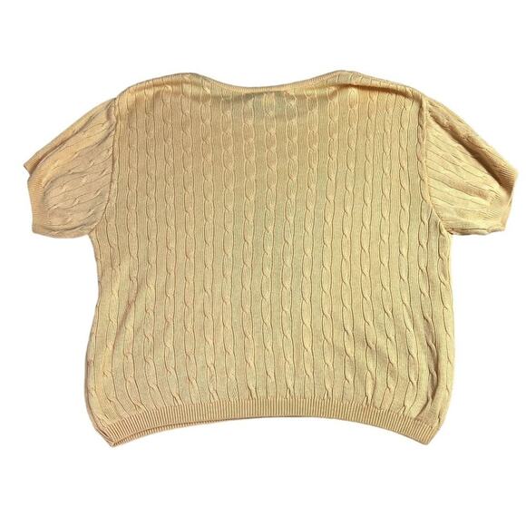 Pendleton Sweater Women Large Yellow Short Sleeve Vintage Silk Blend Cable Knit - Picture 2 of 7